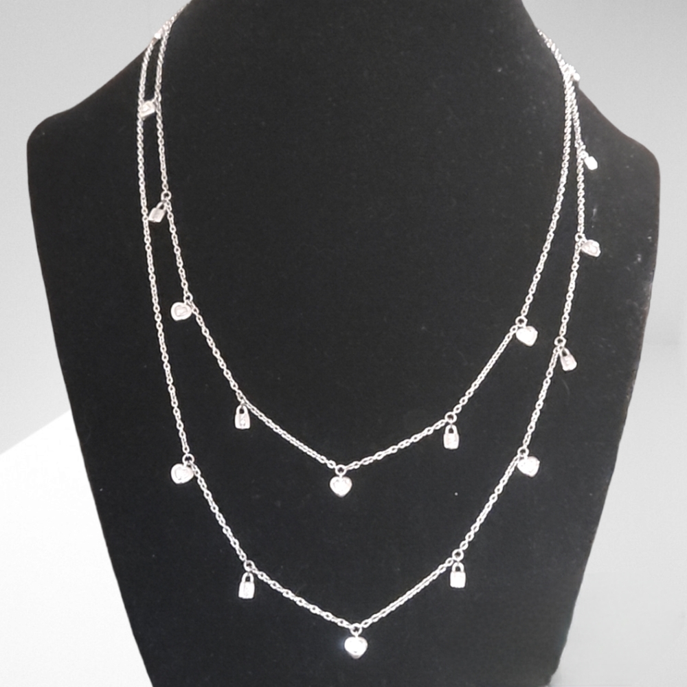 🔥PRICE DROP🔥NWT 1.00 CTW MOISSANITE HEARTS & LOCK 36" STERLING SILVER NECKLACE